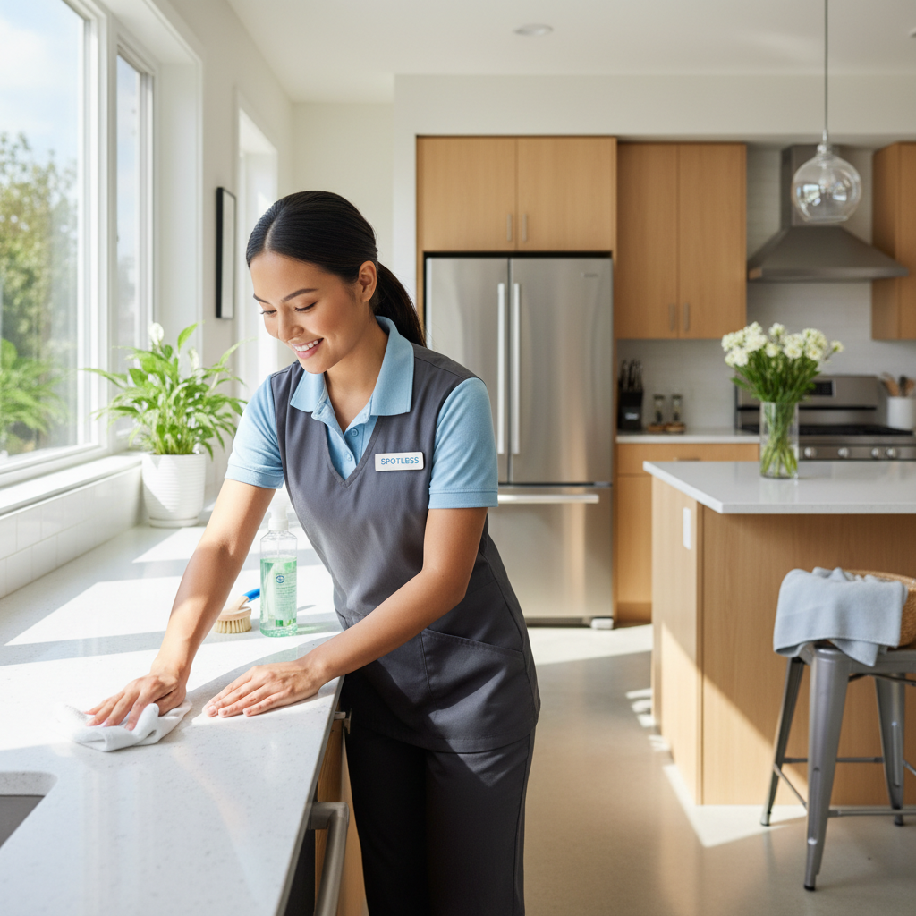 Professional cleaner working in a home